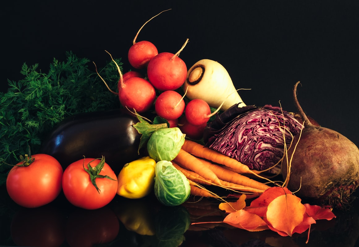 Roasted seasonal vegetables with herbs and olive oil